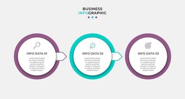 infográfico design modelo de negócios com ícones e 3 opções ou etapas vetor