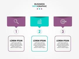 infográfico design modelo de negócios com ícones e 3 opções ou etapas vetor