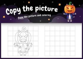copie o jogo de imagem para crianças e a página para colorir com um hipopótamo fofo vetor