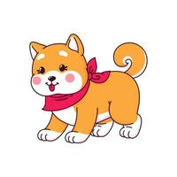 desenho animado kawaii Shiba inu filhote de cachorro, cachorro animal personagem vetor