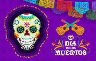 dia do morto dia de los muertos papel cortar crânio vetor