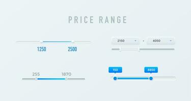 preço alcance controles deslizantes e filtros interface elementos vetor