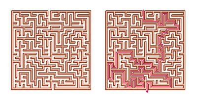 vetor 3d isométrico fácil quadrado Labirinto - labirinto com incluído solução. engraçado educacional mente jogos para coordenação, problemas resolvendo, decisão fazer Habilidades teste.