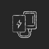 ícone de giz branco do banco de energia em fundo escuro vetor