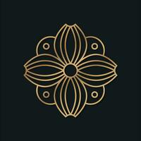 elegante e ornamental logotipo Projeto apresentando floral e geométrico padrões em uma Preto fundo vetor