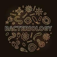 bacteriologia vetor Educação conceito volta dourado bandeira dentro esboço estilo