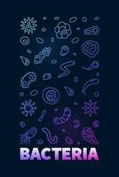 bactérias conceito Ciência vertical colori linha bandeira com bacilos símbolos - vetor ilustração