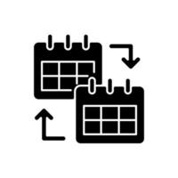 calendário compartilhando ícone de glifo preto vetor