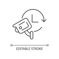 24 7 proteção com ícone linear de sistema de vídeo de segurança vetor