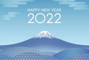 o modelo de cartão de ano novo de 2022 anos com céu azul e mt. fuji. vetor