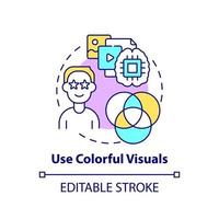 use o ícone do conceito de visuais coloridos vetor