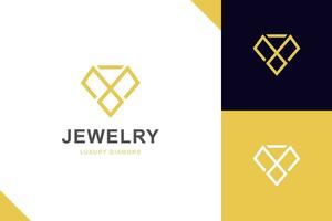 luxo linha diamante com joalheria elegante logotipo ícone Projeto conceito para joalheria fazer compras o negócio identidade logotipo ilustração simples mínimo linear estilo vetor