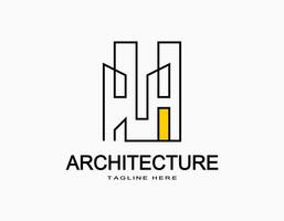 mínimo e abstrato apartamento logotipo. vetor linha arte formulários uma torre ou prédio. elegante Projeto para empresa, arquitetura, desenvolvedor, residência.