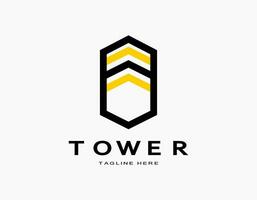 moderno torre logotipo ícone com amarelo e Preto. simples vetor para empresa, arquitetura, desenvolvedor, residência, escritório.