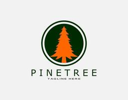 pinho árvore logotipo com verde e laranja. simples círculo Projeto adequado para viagem, viagem, animais selvagens vetor