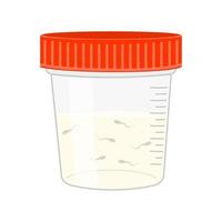 análise de sêmen. recipiente de plástico para amostra de esperma vetor