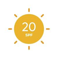 spf linha ícone vetor. 20 Sol proteção símbolos para protetor solar ou protetor solar produtos. para Cosmético embalagem vetor