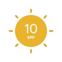 spf linha ícone vetor. 10 Sol proteção símbolos para protetor solar ou protetor solar produtos. para Cosmético embalagem vetor