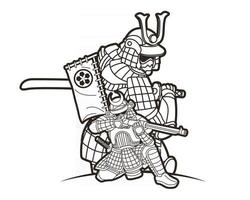 guerreiro samurai ronin com ação de armas vetor