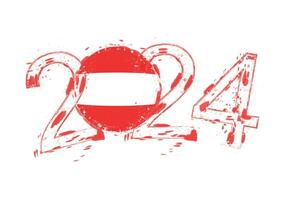 2024 ano dentro grunge estilo com bandeira do Áustria. vetor