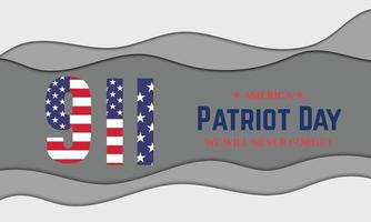 9 11 américa patriot day papercut vetor