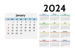 calendário para 2024 isolado em uma branco fundo vetor