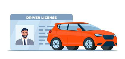 carro motorista licença identificação com foto e carro. vetor ilustração.