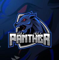 design do logotipo do mascote da pantera zangada vetor