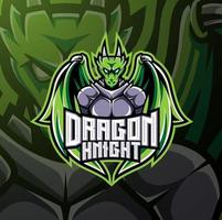 design do logotipo do mascote dragon knight esport vetor