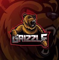 design do logotipo do mascote esportivo grizzly vetor