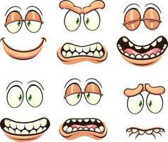 rostos de desenhos animados com expressões vetor