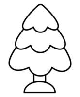vetor Preto e branco Natal árvore. fofa abeto árvore ilustração isolado em branco fundo. Novo ano ou inverno símbolo. engraçado linha ícone, coloração página