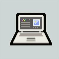 pixel arte ilustração computador portátil. pixelizada caderno. clássico computador portátil computador ícone pixelizada para a pixel arte jogos e ícone para local na rede Internet e vídeo jogo. velho escola retrô. vetor