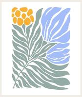 abstrato groovy floral poster y2k. moderno na moda minimalista estilo. mão desenhado para papel de parede, parede decoração, tecido, cartão postal, cobrir, modelo, bandeira. vetor