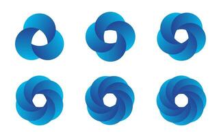 azul brilhante gradiente círculo vetor logotipo. criativo 3d anel, carta o, zero ícone símbolo logotipo Projeto.