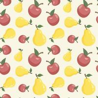 vermelho maçãs, amarelo peras desatado vetor padronizar. recorrente imprimir. vetor fruta fundo