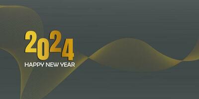 2024 Novo ano abstrato brilhante cor ouro onda Projeto elemento, luxo Novo ano fundo, Novo ano saudações cartão vetor
