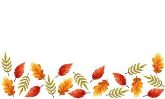 lindo outono folhas. horizontal bandeira padronizar com outono brilhante folhas modelo. plano rabisco estilo. vetor ilustração. decorativo fronteira quadro, vetor modelo