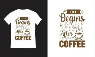 café camiseta Projeto tipografia café copo camiseta vetor modelo,