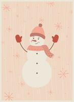 ilustração-a cartão postal com uma fofa Rosa boneco de neve vetor ilustração