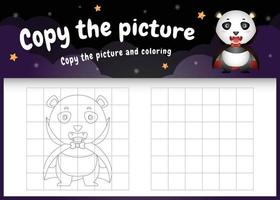 copie o jogo de crianças e a página para colorir com um urso panda fofo vetor