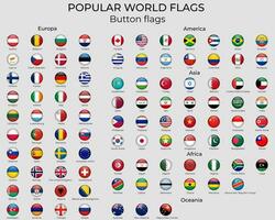 vetor volta bandeiras do a mundo. botão bandeiras. oficial rgb coloração. popular mundo bandeiras definir.