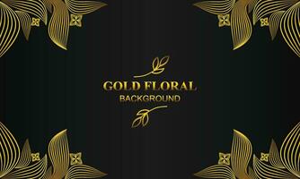 Prêmio elegante ouro floral fundo com floral e folha enfeite vetor