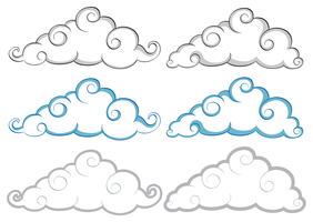 Diferentes formas de nuvens no fundo branco vetor