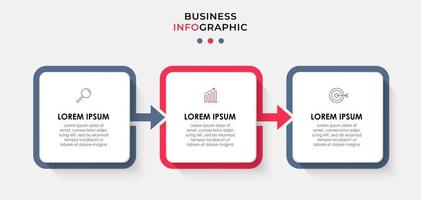 infográfico design modelo de negócios com ícones e 3 opções ou etapas vetor