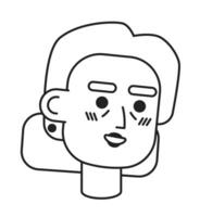 Avó caucasiano Preto e branco 2d vetor avatar ilustração. idosos senhora mulher esboço desenho animado personagem face isolado. vestindo brincos meia idade plano do utilizador perfil imagem, retrato fêmea