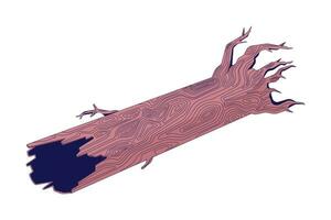 outonal velho árvore tronco 2d linear desenho animado objeto. rachado madeira isolado linha vetor elemento branco fundo. seco porta-malas. outono temporada. caído árvore deitado em terra cor plano local ilustração