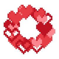 pixelizada vermelho guirlanda do corações vetor