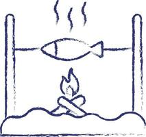 grelhado peixe mão desenhado ilustração vetor