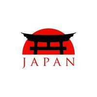 histórico torii portão japonês logotipo. pôr do sol torii portão ícone logotipo vetor ilustração. japonês história monumento